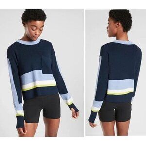 Athleta Trailhead Stripped Colorblock Cropped Sweater
